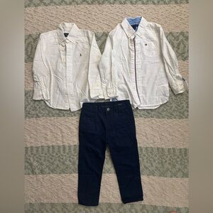 Two white shirts and dress pants